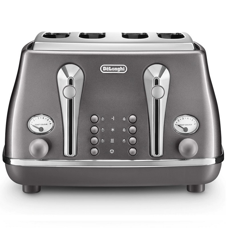 DeLonghi Icona Metallics Toaster Grey CTOT4003.GY DeLonghi Icona Metallics Toaster Grey CTOT4003.GY