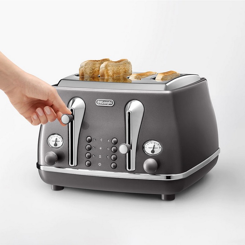 DeLonghi Icona Metallics Toaster Grey CTOT4003.GY DeLonghi Icona Metallics Toaster Grey CTOT4003.GY
