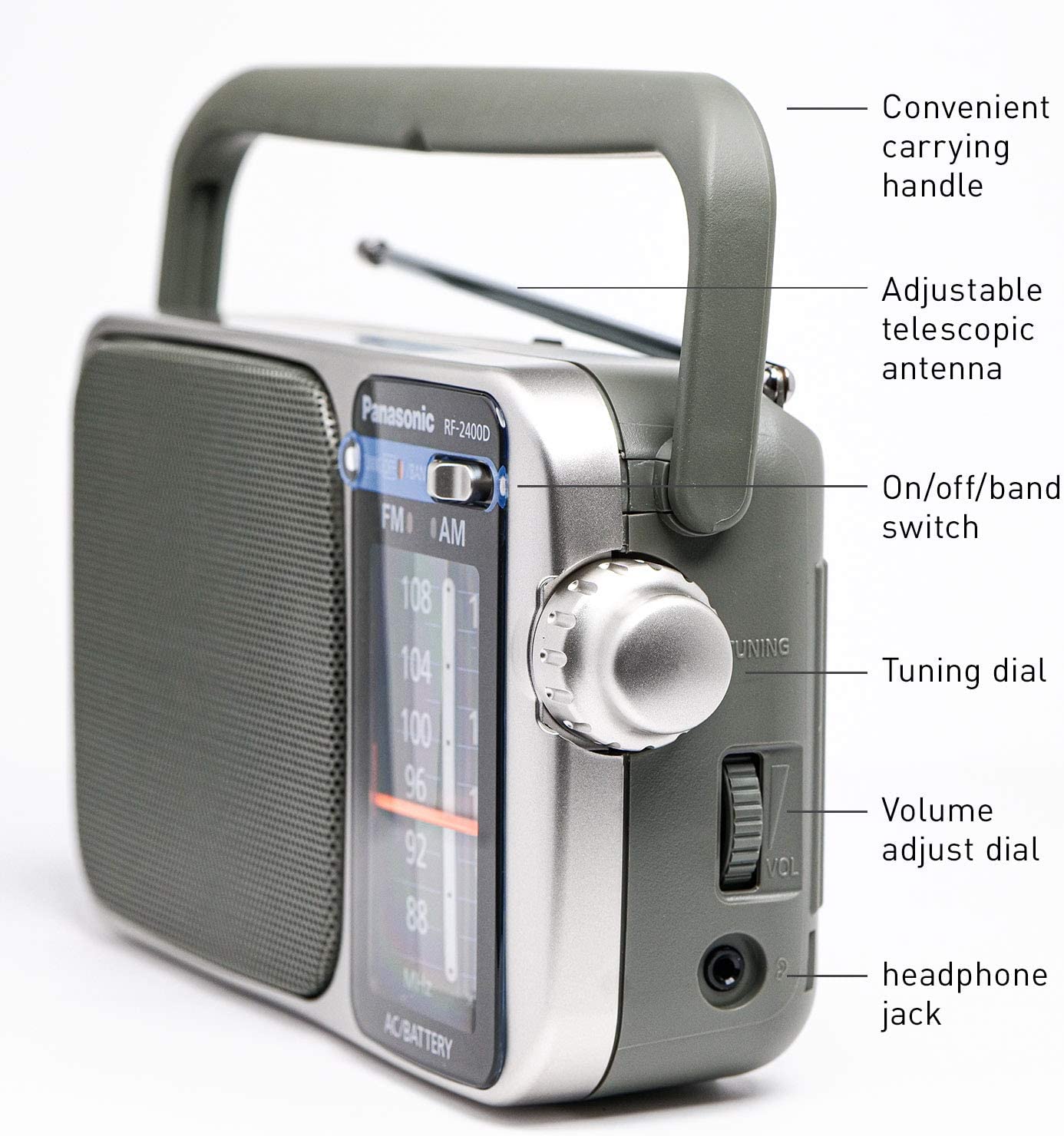 Panasonic Portable AM/FM Radio | Black | RF2400 Panasonic Portable AM/FM Radio | Black | RF2400
