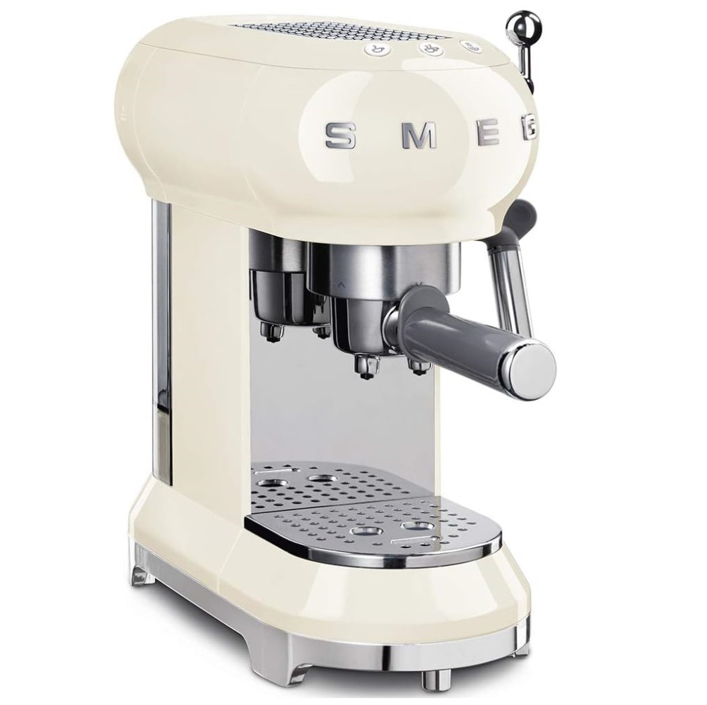 Smeg 50’s Style Espresso Coffee Machine | Cream | ECF02CRUK Smeg 50’s Style Espresso Coffee Machine | Cream | ECF02CRUK