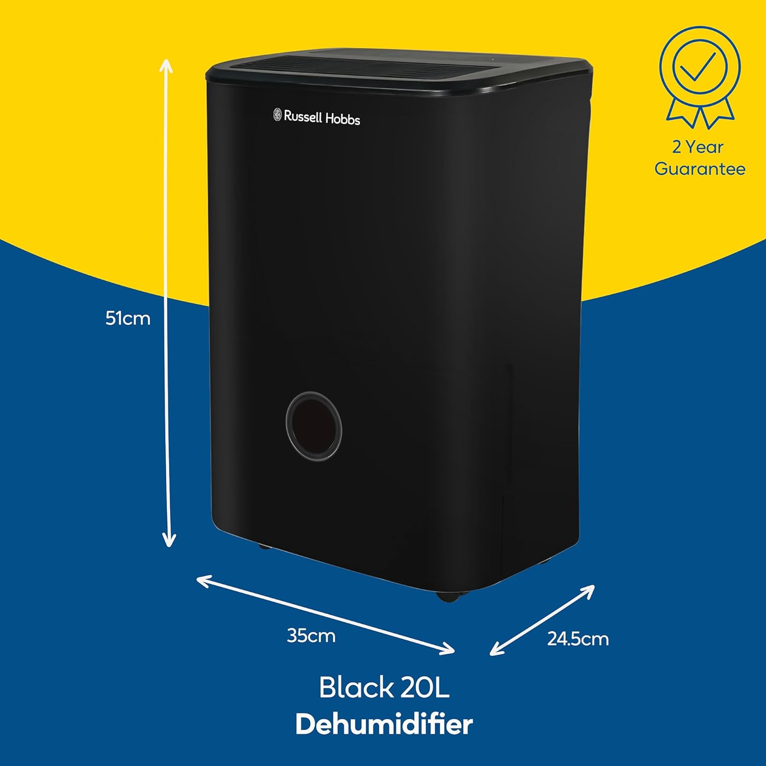 Russell Hobbs Dehumidifier 20 Litre | Black | RHDH2002B Russell Hobbs Dehumidifier 20 Litre | Black | RHDH2002B