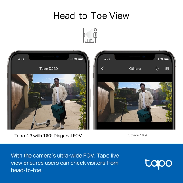 TP-Link Tapo Video Doorbell | Wirefree | TAPOD230S1 TP-Link Tapo Video Doorbell | Wirefree | TAPOD230S1