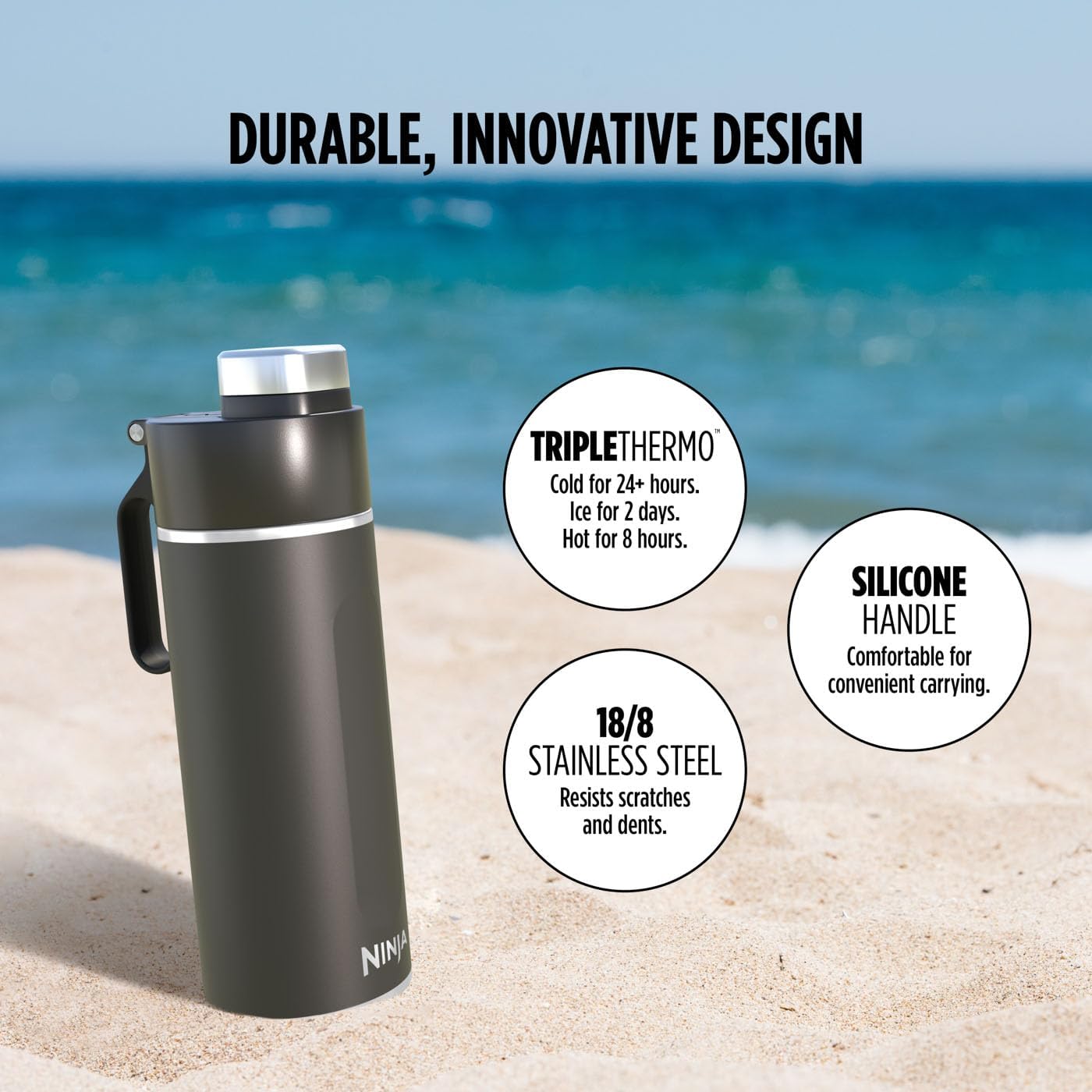 Ninja Thirsti 700ml Travel Bottle | Black | DW2401EUUKBK Ninja Thirsti 700ml Travel Bottle | Black | DW2401EUUKBK