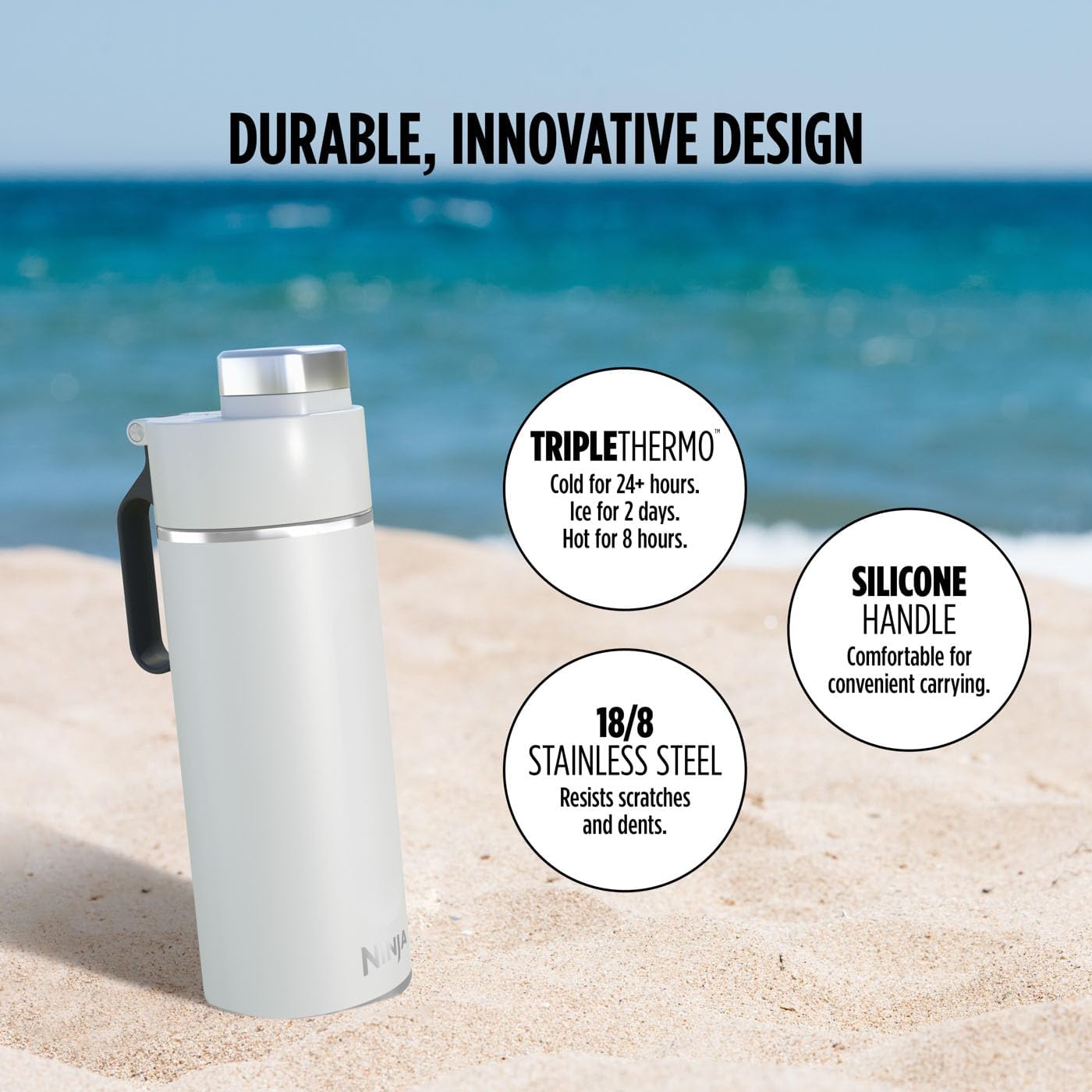 Ninja Thirsti 700ml Travel Bottle | White | DW2401EUUKWH Ninja Thirsti 700ml Travel Bottle | White | DW2401EUUKWH