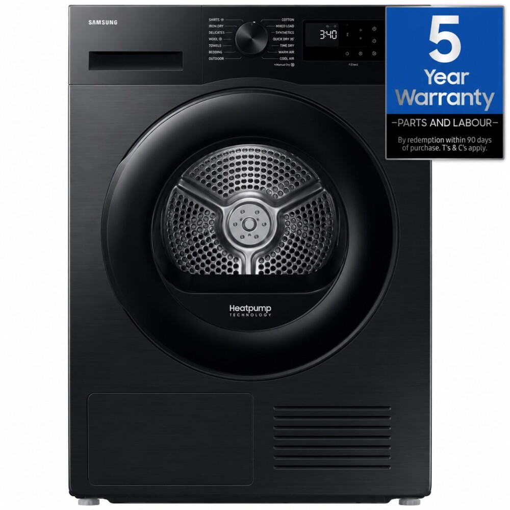 Samsung 9kg Heat Pump Dryer | Series 5 | Black | DV90DG52A0ABEU Samsung 9kg Heat Pump Dryer | Series 5 | Black | DV90DG52A0ABEU