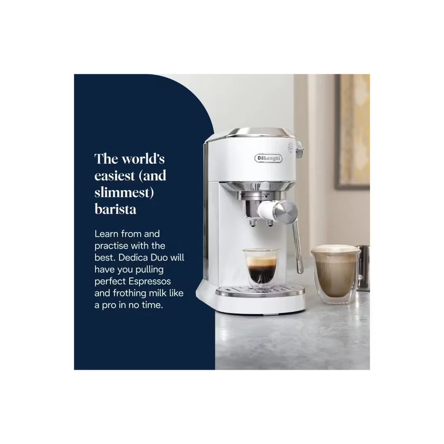 DeLonghi Dedica Duo Esprresso Coffee Maker | White | EC890.WI DeLonghi Dedica Duo Esprresso Coffee Maker | White | EC890.WI