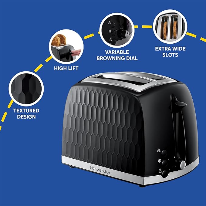 Russell Hobbs Honeycomb Toaster | 2 Slice | Black | 26061-0 Russell Hobbs Honeycomb Toaster | 2 Slice | Black | 26061-0