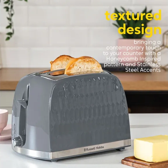 Russell Hobbs Honeycomb Toaster | 2 Slice | Grey | 26063 Russell Hobbs Honeycomb Toaster | 2 Slice | Grey | 26063