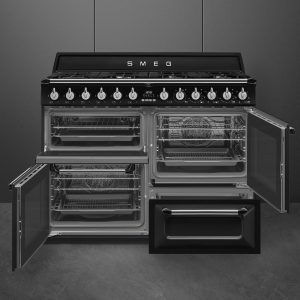 Smeg 110cm Victoria Triple Cavity Cooker | Gas Hob | Black | TR4110BL1