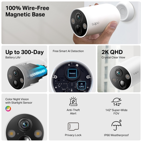 TP-Link Tapo Outdoor Security Camera | Wire Free | TAPOC425 TP-Link Tapo Outdoor Security Camera | Wire Free | TAPOC425